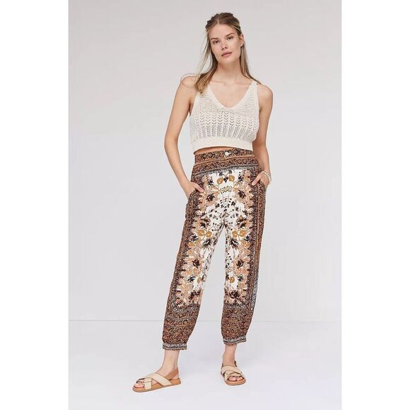 Anthropologie floral boho printed joggers size 4 - Picture 2 of 6